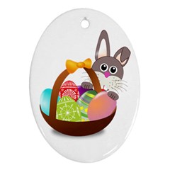 Easter Bunny Eggs Nest Basket Oval Ornament (two Sides)