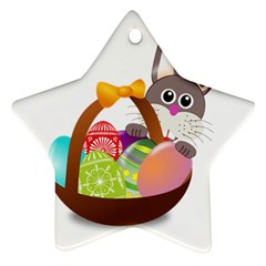 Easter Bunny Eggs Nest Basket Star Ornament (two Sides)