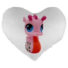 Dragon Toy Pink Plaything Creature Large 19  Premium Flano Heart Shape Cushions