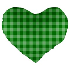 Gingham Background Fabric Texture Large 19  Premium Heart Shape Cushions by Nexatart