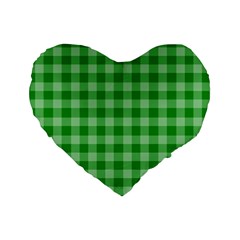 Gingham Background Fabric Texture Standard 16  Premium Flano Heart Shape Cushions by Nexatart