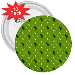 Green Christmas Tree Background 3  Buttons (10 Pack) 