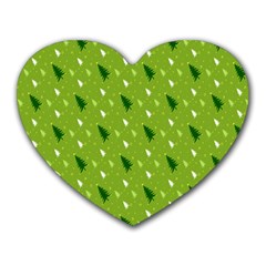 Green Christmas Tree Background Heart Mousepads by Nexatart