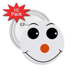 Happy Face With Orange Nose Vector File 2 25  Buttons (10 Pack)  by Nexatart