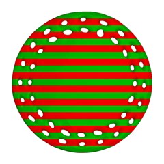 Pattern Lines Red Green Ornament (round Filigree) by Nexatart