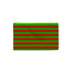 Pattern Lines Red Green Cosmetic Bag (xs) by Nexatart