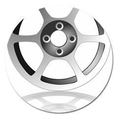 Car Wheel Chrome Rim Magnet 5  (round) by Nexatart