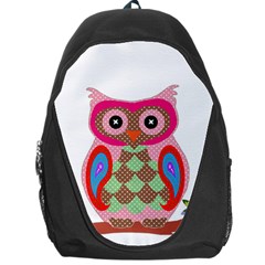 Owl Colorful Patchwork Art Backpack Bag by Nexatart