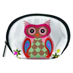 Owl Colorful Patchwork Art Accessory Pouches (medium)  by Nexatart