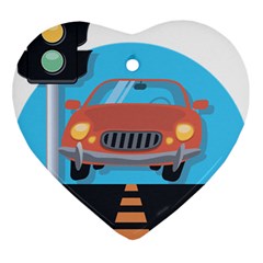 Semaphore Car Road City Traffic Ornament (heart) by Nexatart