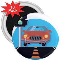 Semaphore Car Road City Traffic 3  Magnets (10 Pack)  by Nexatart