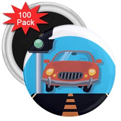 Semaphore Car Road City Traffic 3  Magnets (100 Pack) by Nexatart