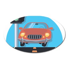 Semaphore Car Road City Traffic Oval Magnet by Nexatart