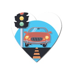 Semaphore Car Road City Traffic Heart Magnet by Nexatart