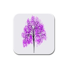 Purple Tree Rubber Square Coaster (4 Pack)  by Nexatart