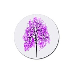 Purple Tree Rubber Coaster (round)  by Nexatart