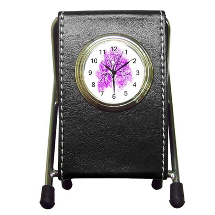 Purple Tree Pen Holder Desk Clocks