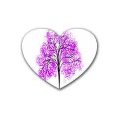 Purple Tree Heart Coaster (4 Pack)  by Nexatart