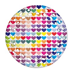 Heart Love Color Colorful Ornament (round Filigree)