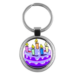 Cake Happy Birthday Key Chains (round)  by Nexatart