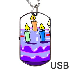 Cake Happy Birthday Dog Tag Usb Flash (one Side) by Nexatart