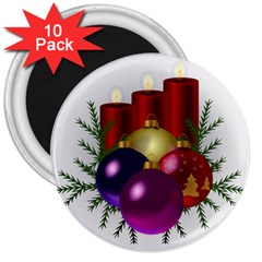 Candles Christmas Tree Decorations 3  Magnets (10 Pack)  by Nexatart