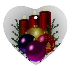 Candles Christmas Tree Decorations Heart Ornament (two Sides) by Nexatart