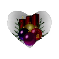 Candles Christmas Tree Decorations Standard 16  Premium Flano Heart Shape Cushions by Nexatart