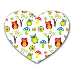 Cute Owl Wallpaper Pattern Heart Mousepads by Nexatart