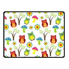 Cute Owl Wallpaper Pattern Double Sided Fleece Blanket (small) 