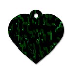 Abstract Art Background Green Dog Tag Heart (One Side) Front