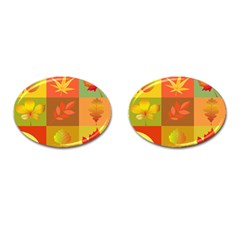 Autumn Leaves Colorful Fall Foliage Cufflinks (oval) by Nexatart