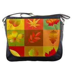 Autumn Leaves Colorful Fall Foliage Messenger Bags by Nexatart