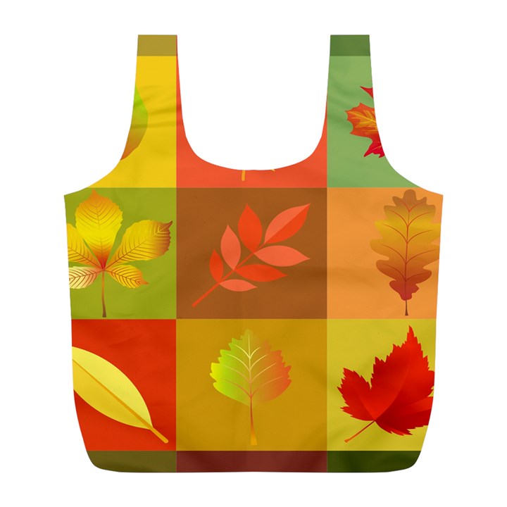 Autumn Leaves Colorful Fall Foliage Full Print Recycle Bags (L) 