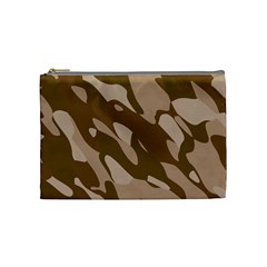 Background For Scrapbooking Or Other Beige And Brown Camouflage Patterns Cosmetic Bag (medium)  by Nexatart