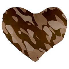 Background For Scrapbooking Or Other Beige And Brown Camouflage Patterns Large 19  Premium Heart Shape Cushions by Nexatart