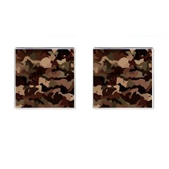 Background For Scrapbooking Or Other Camouflage Patterns Beige And Brown Cufflinks (square) by Nexatart