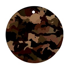 Background For Scrapbooking Or Other Camouflage Patterns Beige And Brown Round Ornament (two Sides) by Nexatart