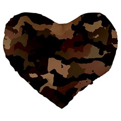 Background For Scrapbooking Or Other Camouflage Patterns Beige And Brown Large 19  Premium Heart Shape Cushions by Nexatart