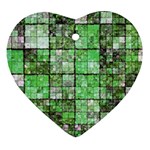 Background Of Green Squares Heart Ornament (Two Sides) Front