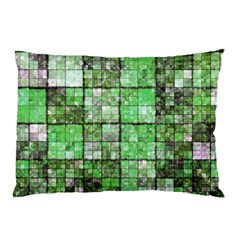 Background Of Green Squares Pillow Case by Nexatart