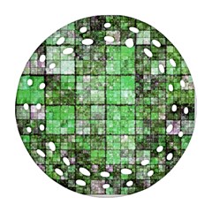 Background Of Green Squares Ornament (round Filigree)