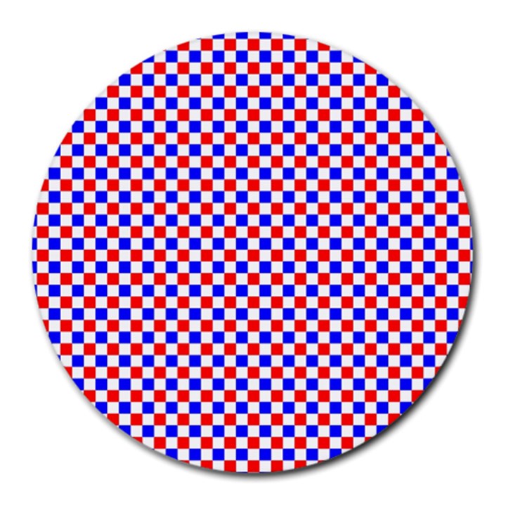 Blue Red Checkered Round Mousepads