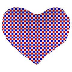 Blue Red Checkered Large 19  Premium Heart Shape Cushions by Nexatart