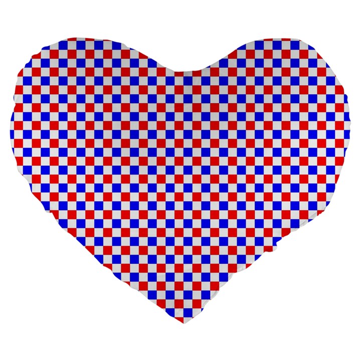 Blue Red Checkered Large 19  Premium Heart Shape Cushions