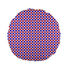 Blue Red Checkered Standard 15  Premium Flano Round Cushions by Nexatart