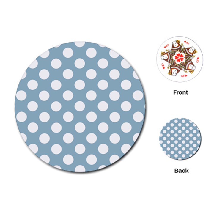 Blue Polkadot Background Playing Cards (Round) 
