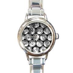 Black And White Doses Cans Fuzzy Drinks Round Italian Charm Watch