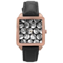 Black And White Doses Cans Fuzzy Drinks Rose Gold Leather Watch  by Nexatart