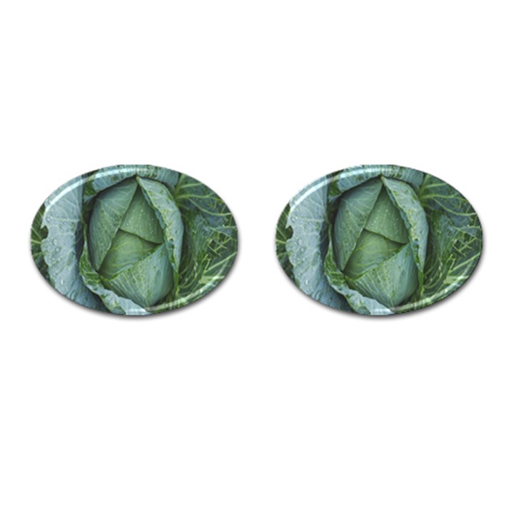 Bright Cabbage Color Dew Flora Cufflinks (Oval)